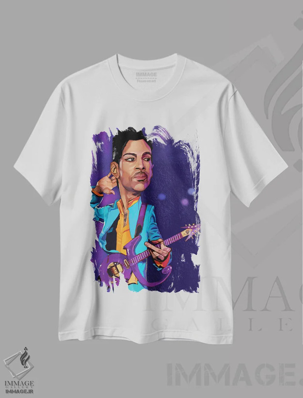 تیشرت سفید طرح دار پرینس، هنر دیجیتال اثر ایوان ویلیامز | فروشگاه ایماژ