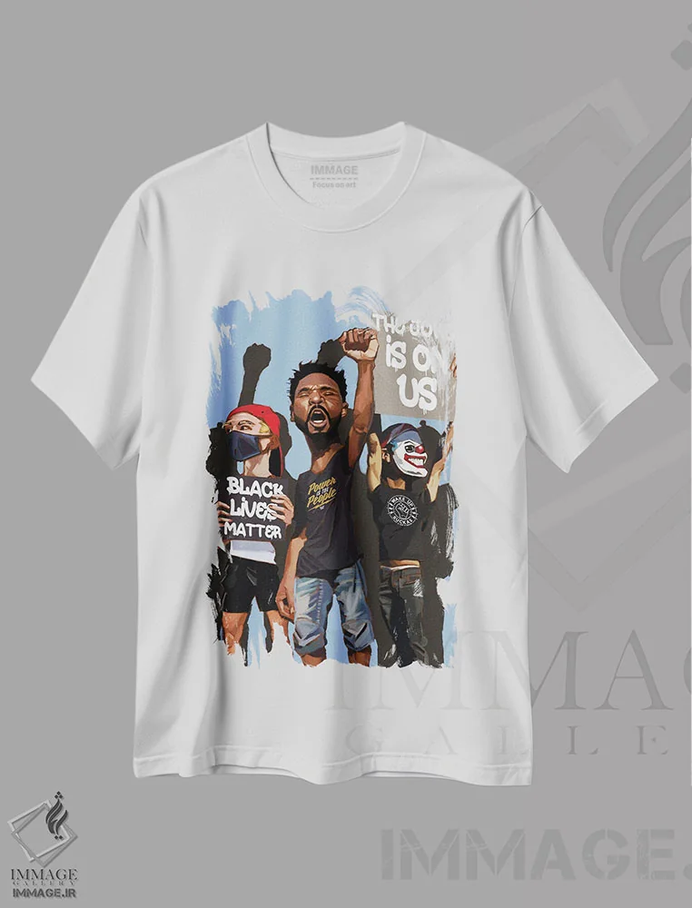 تیشرت سفید طرح دار ایستادگی، هنر دیجیتال اثر ایوان ویلیامز | immage.ir