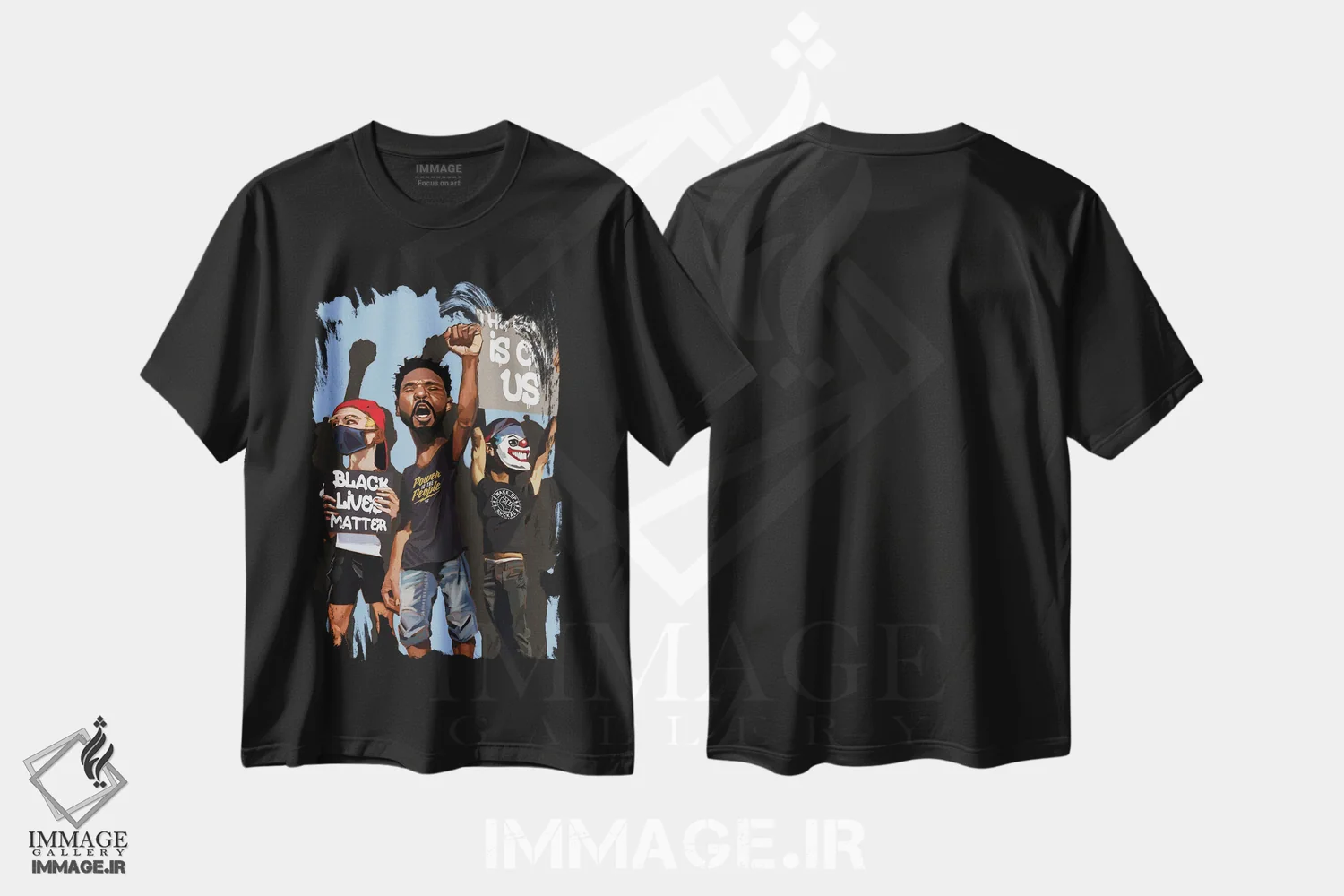 تیشرت مشکی طرح دار ایستادگی، هنر دیجیتال اثر ایوان ویلیامز | فروشگاه ایماژ