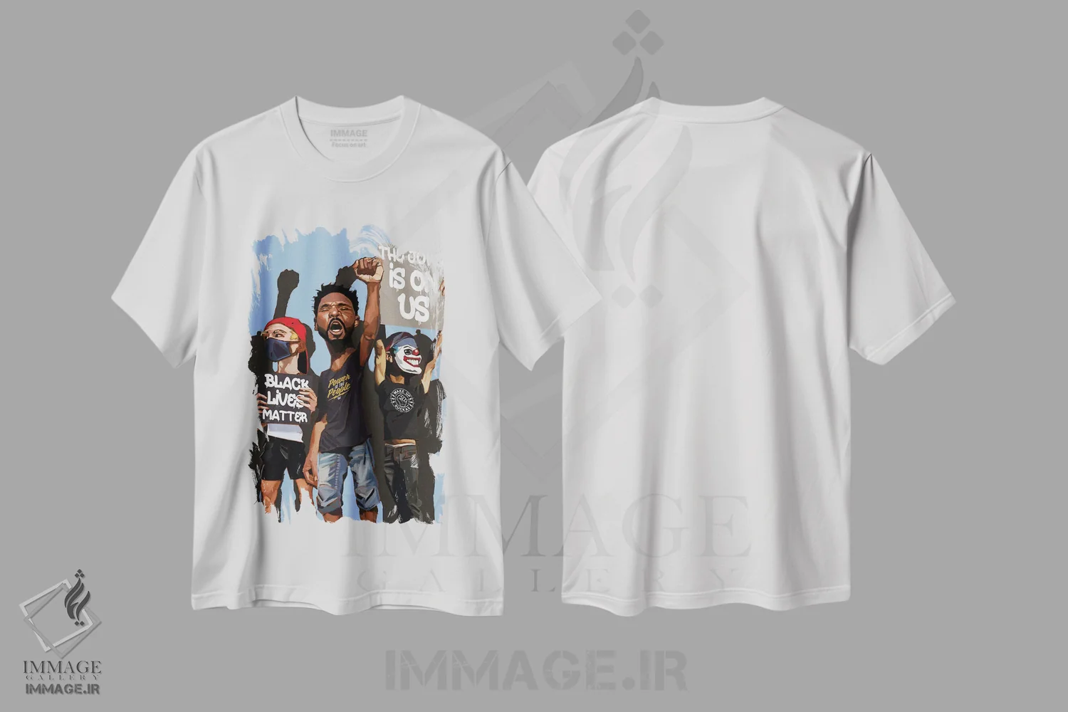 تیشرت سفید طرح دار ایستادگی، هنر دیجیتال اثر ایوان ویلیامز | immage.ir