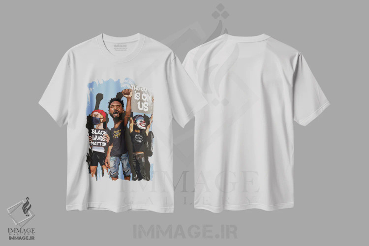 تیشرت سفید طرح دار ایستادگی، هنر دیجیتال اثر ایوان ویلیامز | immage.ir