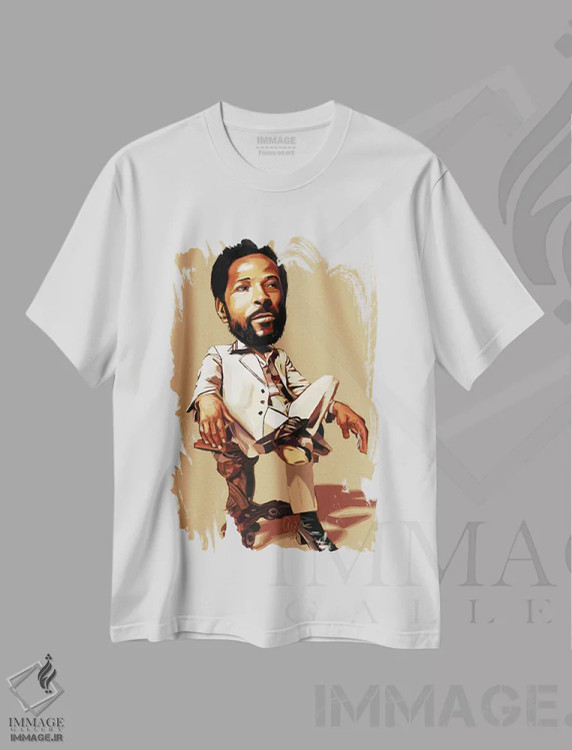 تیشرت سفید طرح دار ماروین گی، هنر دیجیتال اثر ایوان ویلیامز | فروشگاه ایماژ