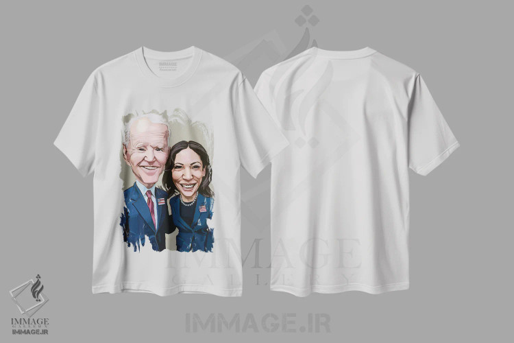 تیشرت سفید طرح دار بایدن و هریس، هنر آمریکایی آفریقایی تبار اثر ایوان ویلیامز | فروشگاه ایماژ