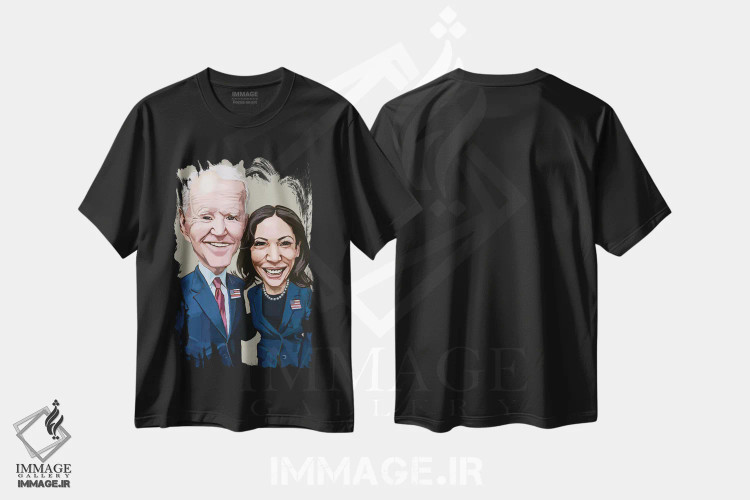 تیشرت مشکی طرح دار بایدن و هریس، هنر آمریکایی آفریقایی تبار اثر ایوان ویلیامز | immage.ir
