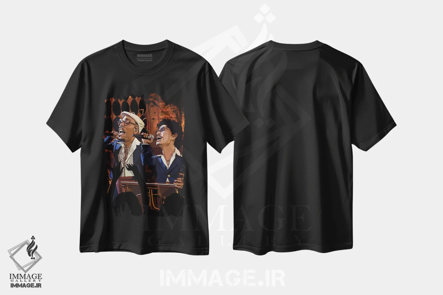 تیشرت مشکی طرح دار سیلک سونیک، هنر آمریکایی آفریقایی تبار اثر ایوان ویلیامز | فروشگاه ایماژ