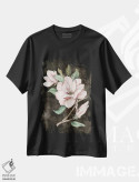 تیشرت مشکی طرح دار مگنولیا صورتی ۱، دکور بوهمی اثر اوا واتس | فروشگاه ایماژ