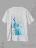 تیشرت سفید طرح دار بهشت طاووس ها، تزئینی اثر اوا واتس | فروشگاه ایماژ