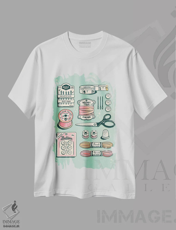 تیشرت سفید طرح دار خیاطی، هنر دیجیتال اثر ایو اندرسون | immage.ir