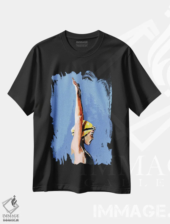 تیشرت مشکی طرح دار شناگر در حال ورود، دکور معاصر اثر ادز واترکالرز | immage.ir