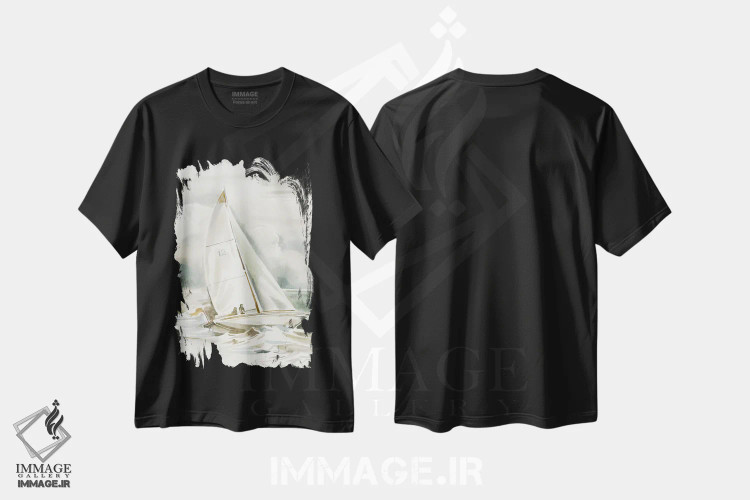 تیشرت مشکی طرح دار یاغی ۲، دکور ساحلی اثر اوا واتس | فروشگاه ایماژ