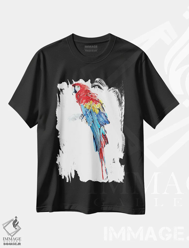 تیشرت مشکی طرح دار ماکائو، دکور معاصر اثر ادز واترکالرز | فروشگاه ایماژ