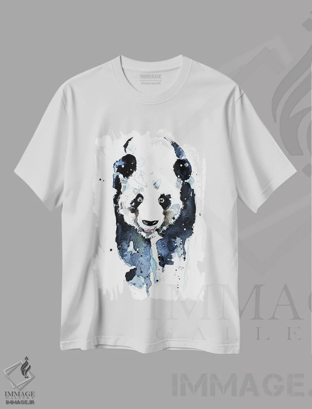 تیشرت سفید طرح دار پاندای گام زن پرانرژی، دکور معاصر اثر ادز واترکالرز | فروشگاه ایماژ