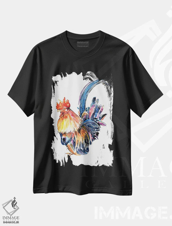 تیشرت مشکی طرح دار خروس، دکور معاصر اثر ادز واترکالرز | immage.ir