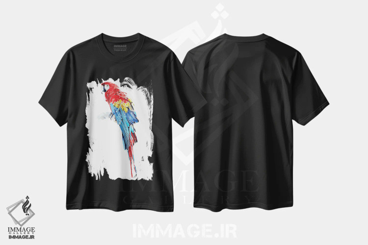 تیشرت مشکی طرح دار ماکائو، دکور معاصر اثر ادز واترکالرز | فروشگاه ایماژ