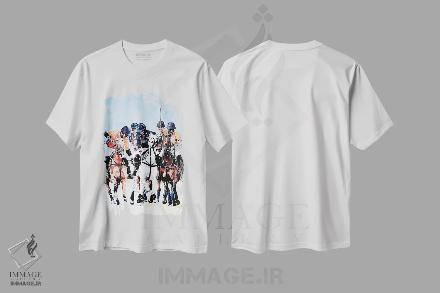 تیشرت سفید طرح دار اسب سواری پولو، دکور معاصر اثر ادز واترکالرز | immage.ir