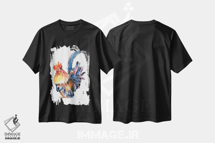 تیشرت مشکی طرح دار خروس، دکور معاصر اثر ادز واترکالرز | immage.ir