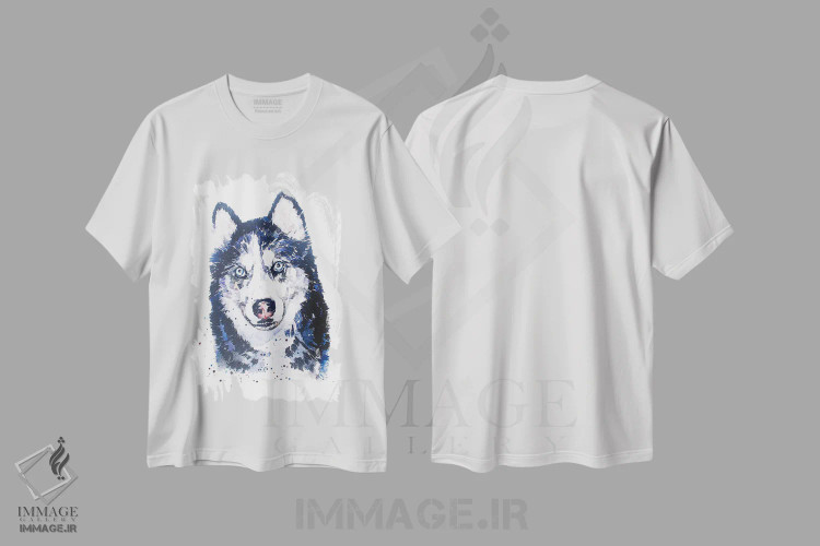 تیشرت سفید طرح دار هاسکی سیبری، تزئینی اثر ادز واترکالرز | immage.ir