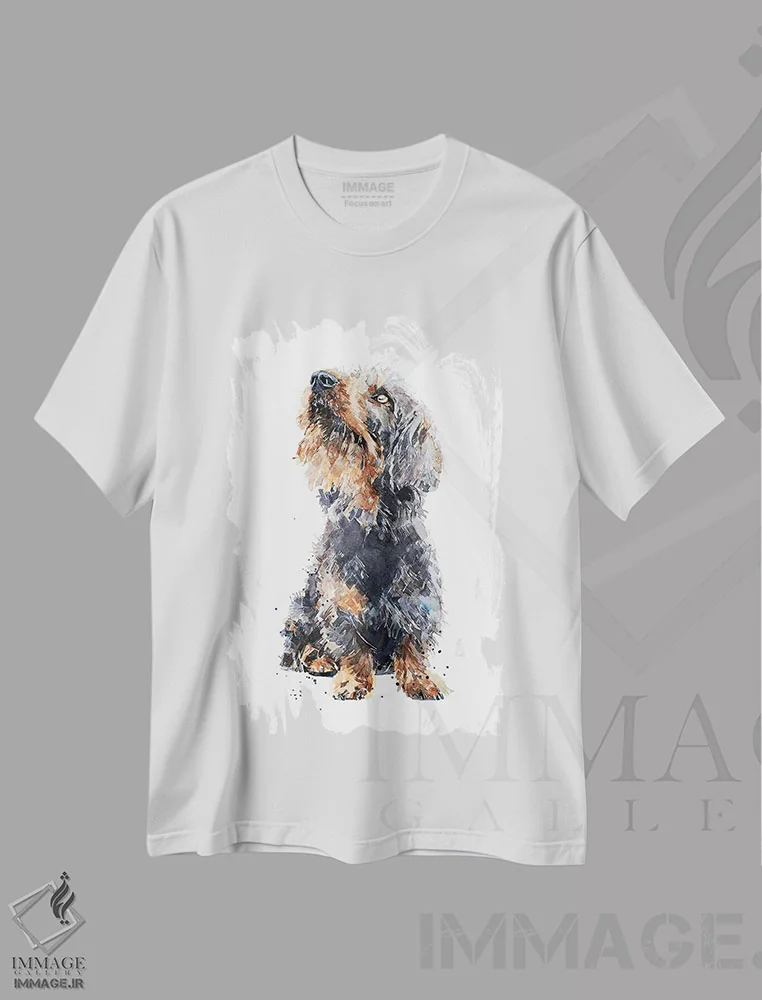 تیشرت سفید طرح دار داشهوند مو سیمی II، دکور معاصر اثر ادز واترکالرز | فروشگاه ایماژ