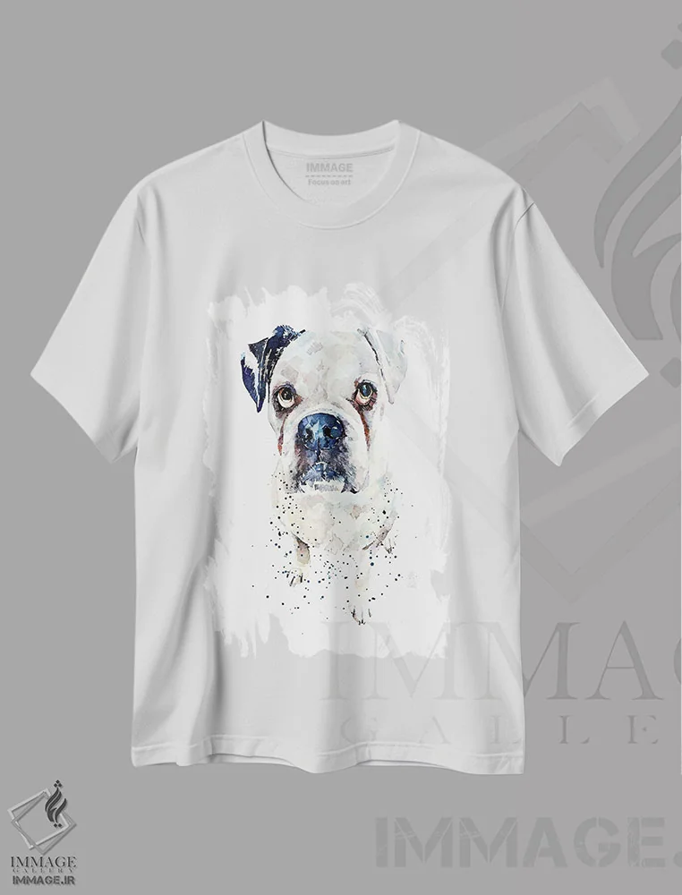 تیشرت سفید طرح دار باکسر آلمانی سفید II، دکور معاصر اثر ادز واترکالرز | فروشگاه ایماژ