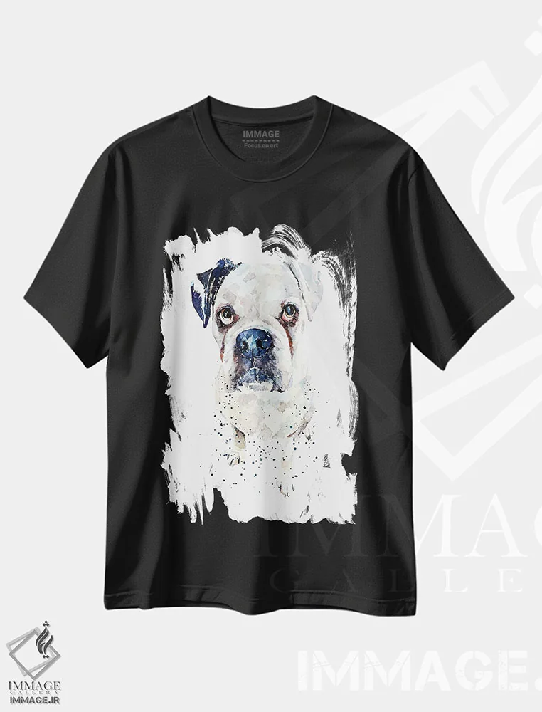 تیشرت مشکی طرح دار باکسر آلمانی سفید II، دکور معاصر اثر ادز واترکالرز | immage.ir