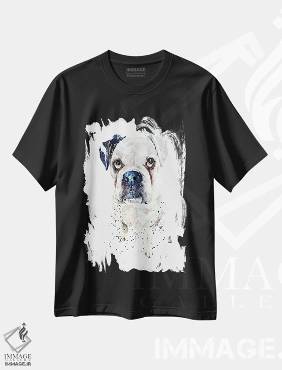 تیشرت مشکی طرح دار باکسر آلمانی سفید II، دکور معاصر اثر ادز واترکالرز | immage.ir