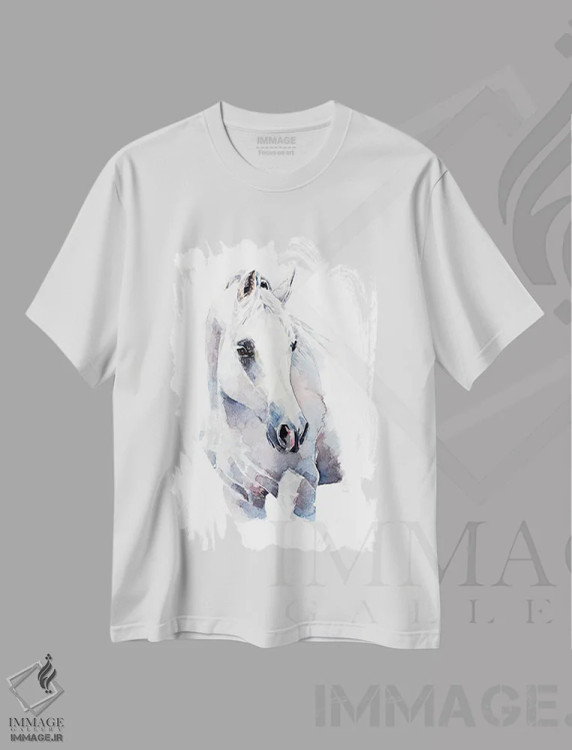تیشرت سفید طرح دار اسب وایت واکر، دکور معاصر اثر ادز واترکالرز | immage.ir