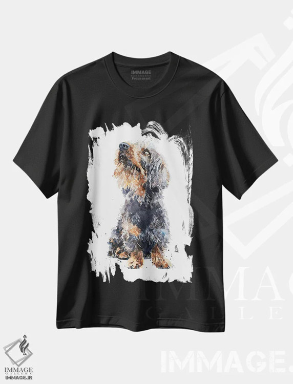 تیشرت مشکی طرح دار داشهوند مو سیمی II، دکور معاصر اثر ادز واترکالرز | immage.ir