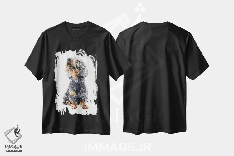 تیشرت مشکی طرح دار داشهوند مو سیمی II، دکور معاصر اثر ادز واترکالرز | immage.ir