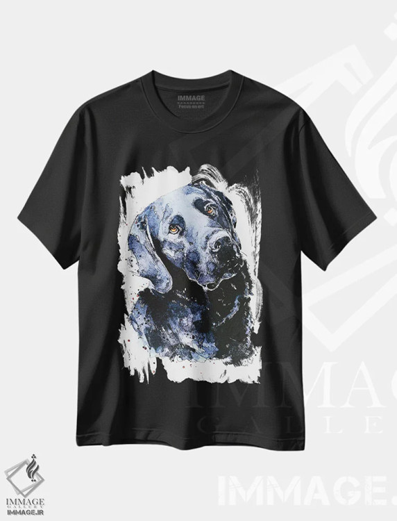 تیشرت مشکی طرح دار لابرادور مشکی منتظر با صبر، دکور معاصر اثر ادز واترکالرز | immage.ir
