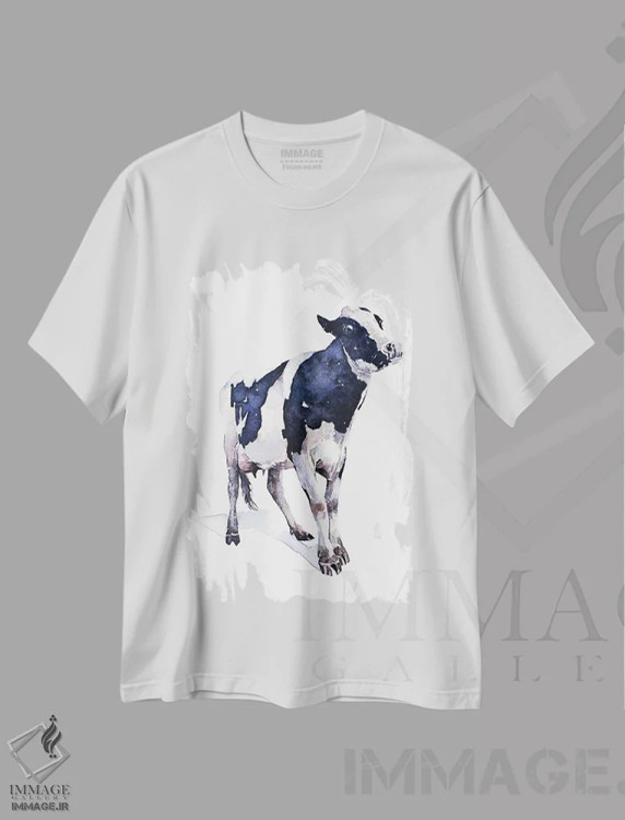 تیشرت سفید طرح دار گاو، دکور معاصر اثر ادز واترکالرز | immage.ir