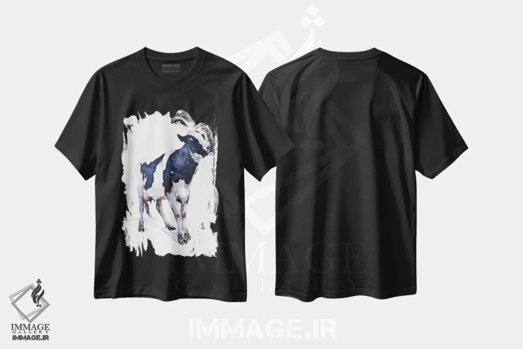 تیشرت مشکی طرح دار گاو، دکور معاصر اثر ادز واترکالرز | فروشگاه ایماژ