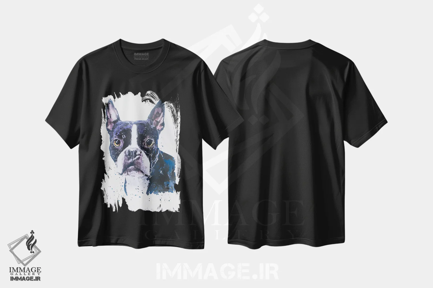 تیشرت مشکی طرح دار بوستون تریر، تزئینی اثر ادز واترکالرز | فروشگاه ایماژ