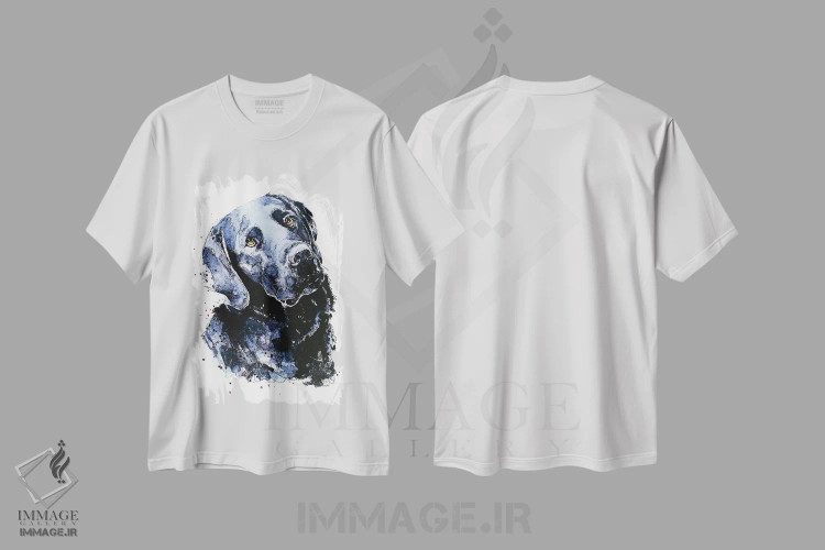 تیشرت سفید طرح دار لابرادور مشکی منتظر با صبر، دکور معاصر اثر ادز واترکالرز | فروشگاه ایماژ