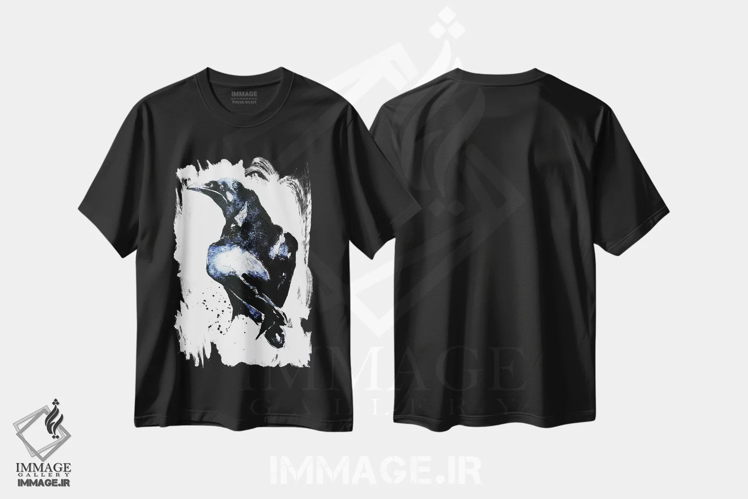 تیشرت مشکی طرح دار کلاغ، دکور معاصر اثر ادز واترکالرز | immage.ir