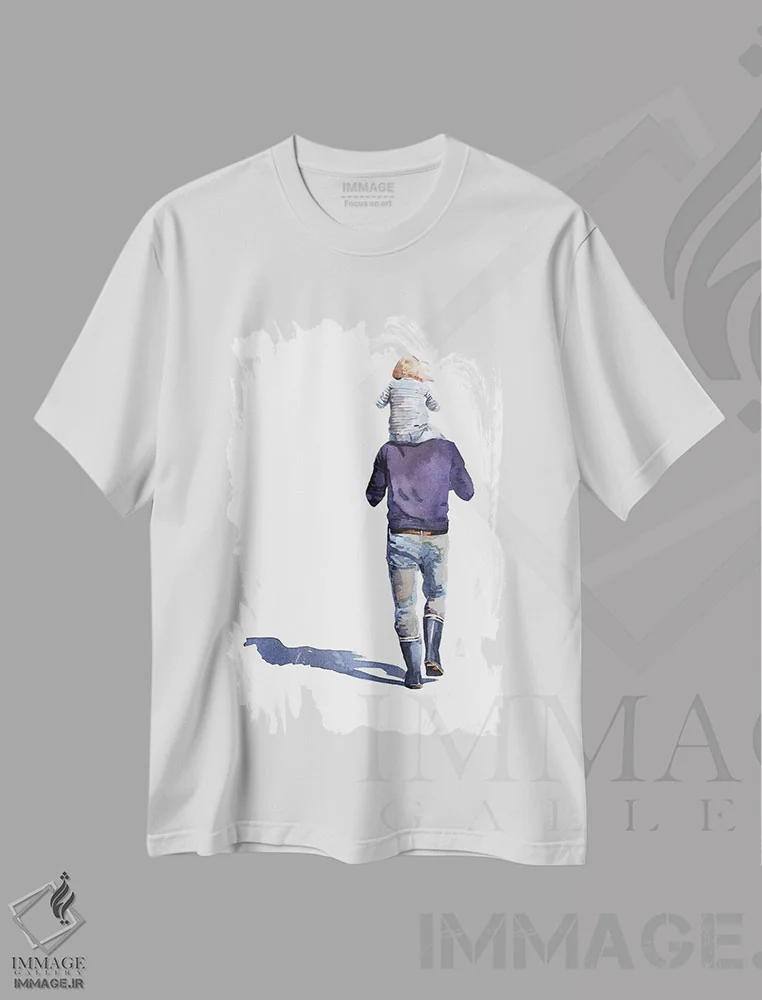 تیشرت سفید طرح دار پدری عزیز، دکور معاصر اثر ادز واترکالرز | فروشگاه ایماژ