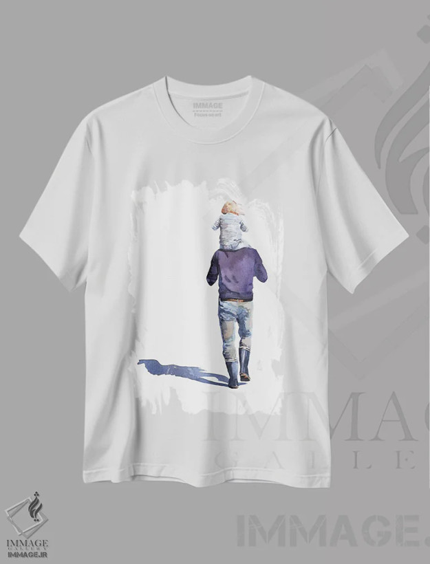 تیشرت سفید طرح دار پدری عزیز، دکور معاصر اثر ادز واترکالرز | فروشگاه ایماژ