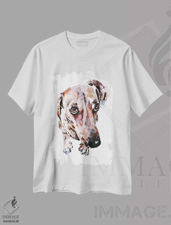 تیشرت سفید طرح دار داشهوند با چشم های پر احساس، دکور معاصر اثر ادز واترکالرز | immage.ir