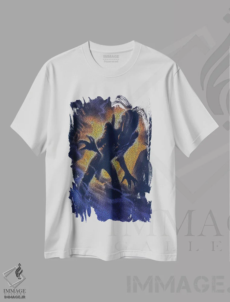تیشرت سفید طرح دار بیگانه، هنر دیجیتال اثر گوسفند رباتی | فروشگاه ایماژ