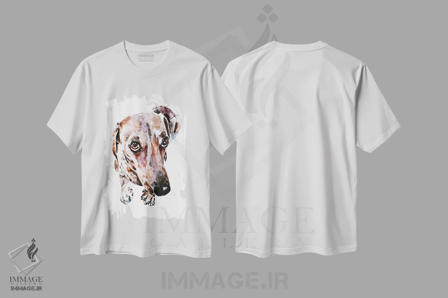 تیشرت سفید طرح دار داشهوند با چشم های پر احساس، دکور معاصر اثر ادز واترکالرز | immage.ir