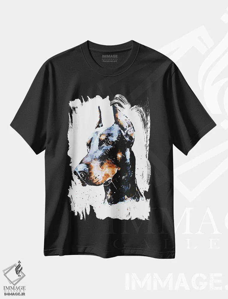 تیشرت مشکی طرح دار دون دوبرمن، دکور معاصر اثر ادز واترکالرز | immage.ir