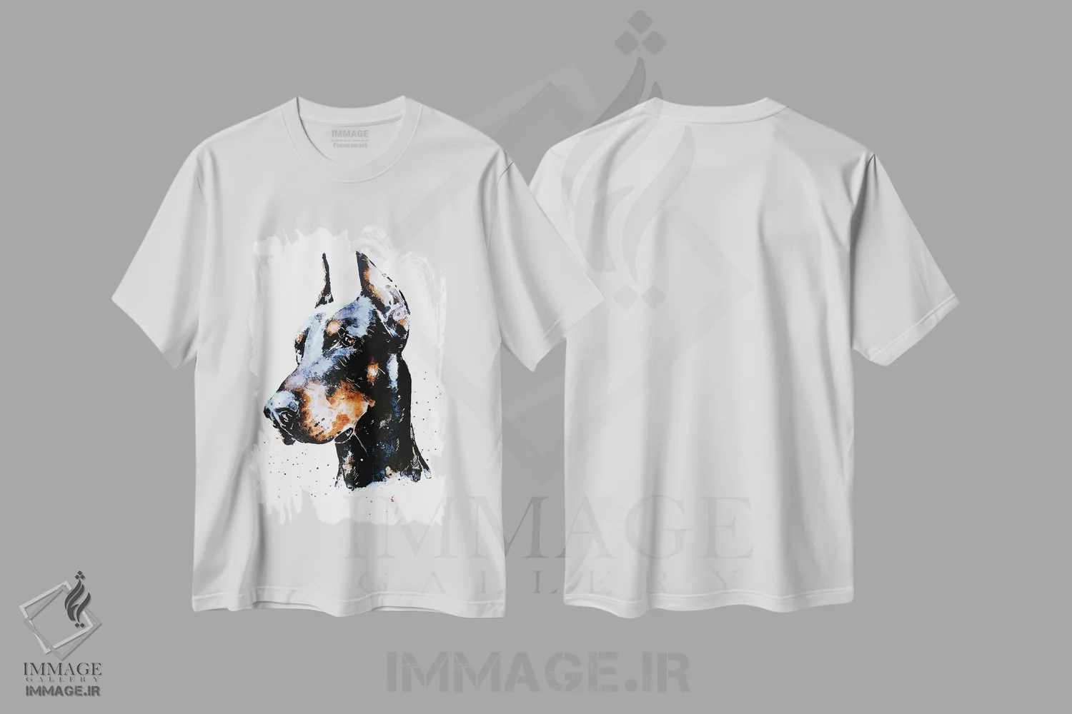 تیشرت سفید طرح دار دون دوبرمن، دکور معاصر اثر ادز واترکالرز | فروشگاه ایماژ