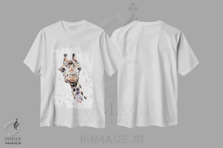 تیشرت سفید طرح دار زرافه II، دکور معاصر اثر ادز واترکالرز | immage.ir