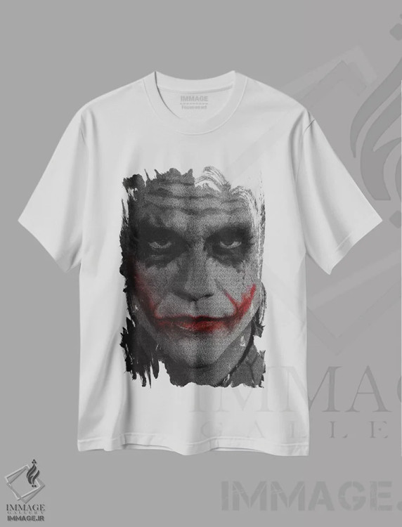 تیشرت سفید طرح دار جوکر، هنر دیجیتال اثر گوسفند رباتی | فروشگاه ایماژ