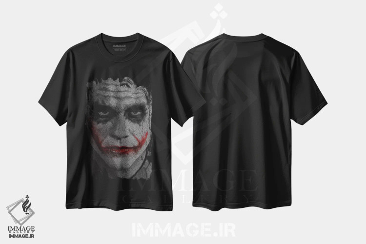 تیشرت مشکی طرح دار جوکر، هنر دیجیتال اثر گوسفند رباتی | immage.ir