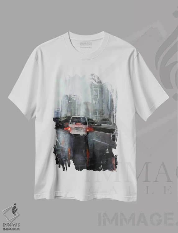 تیشرت سفید طرح دار باران در کل I، دکور معاصر اثر ادوارد وارکنتین | immage.ir