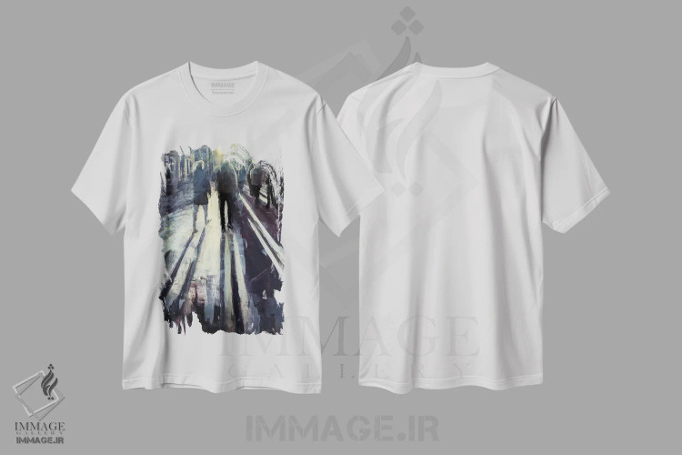 تیشرت سفید طرح دار غروب در برلین، دکور معاصر اثر ادوارد وارکنتین | فروشگاه ایماژ