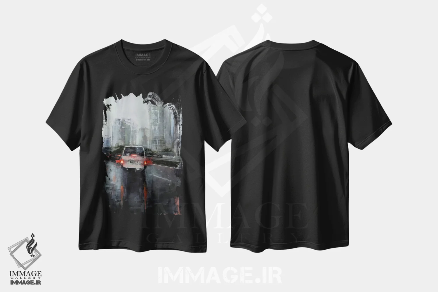 تیشرت مشکی طرح دار باران در کل I، دکور معاصر اثر ادوارد وارکنتین | فروشگاه ایماژ