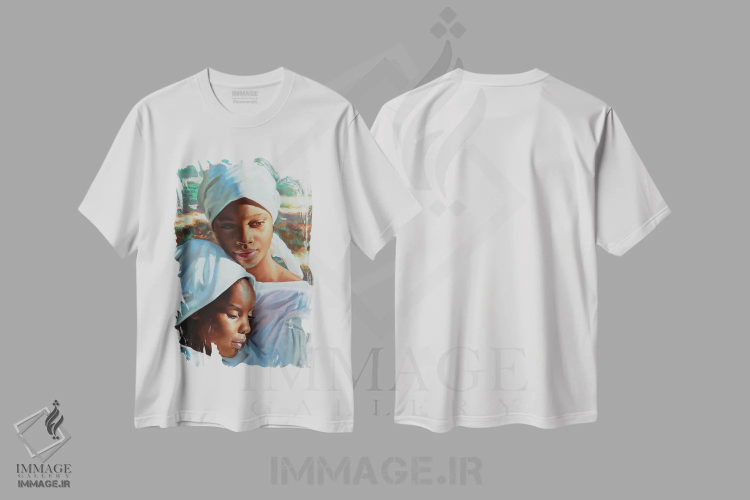 تیشرت سفید طرح دار خواهران غسل تعمید یافته، هنر فاخر معاصر اثر ایوان ویلسون | فروشگاه ایماژ