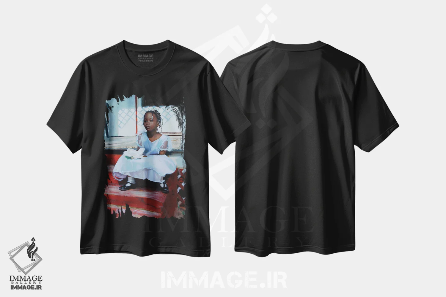 تیشرت مشکی طرح دار ایوان مادربزرگ، هنر فاخر معاصر اثر ایوان ویلسون | فروشگاه ایماژ