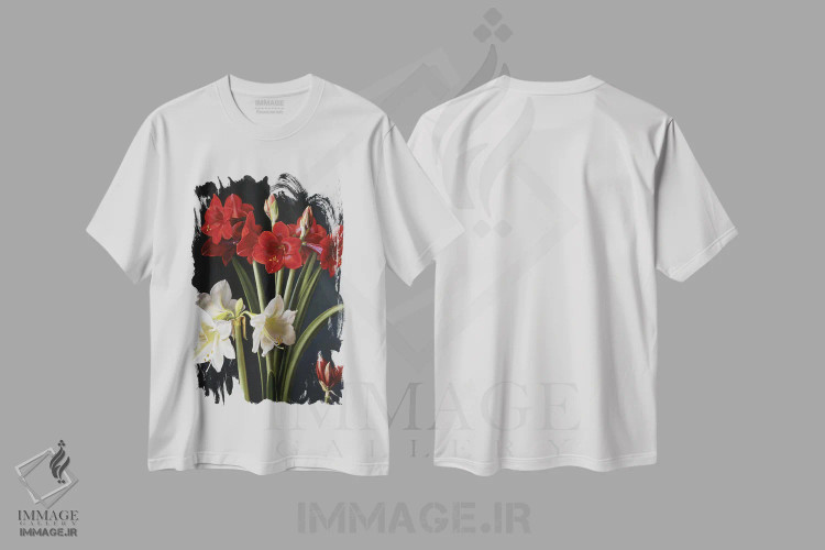 تیشرت سفید طرح دار آماریلیس، هنر فاخر معاصر اثر ایوان ویلسون | immage.ir
